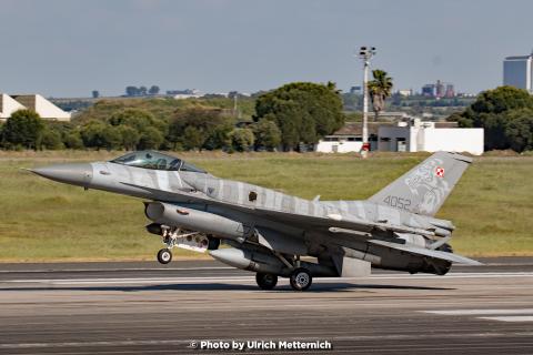 Polish F-16C with tiger scheme returning from mission (Photo by Ulrich Metternich / NTA)