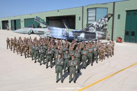 12° Gruppo in front of their colored Typhoon.