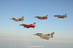 Mixed Tiger Formation with F-16, Rafale and Mirage 2000.
